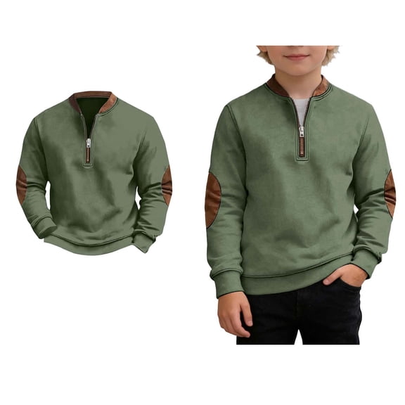 Teen Boys Sweatshirts Long Sleeve Color Block Kids Half Zip Sweatshirts Loose Fit Pullover Top Boys Sweatshirts 12-13 Years