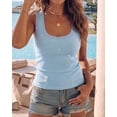thumbnail image 6 of CHICME Tank Tops For Women Rhinestone Solid Color Sleeveless Ribbed Fitted Camisole Summer Top Going Out Vest Lighted Blue-M, 6 of 8