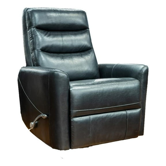 Aki 36 Inch Swivel Manual Recliner Chair, Luxury Plush Black Faux Leather