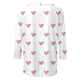 thumbnail image 4 of Camisetas Casuales de las Mujeres 3/4 Manga Cuello Redondo Impreso Blusa Imitación Estante Tela, Camiseta de Moda Superior para el Hogar Diario Y Desgaste Casual Todo el Año, 4 of 9