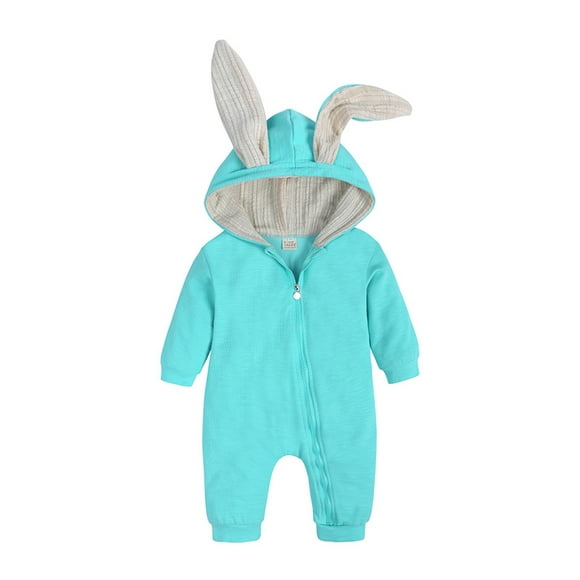 Baby Easter Outfit Toddler Girl 3D Bunny Ear Hoodie Romper Zip up My First Easter Baby Boy Outfit