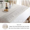 thumbnail image 4 of ICHUDAN Solid Color Tassel Tablecloth Cotton Linen Dust-Proof Shrink-Proof Table Cover for Kitchen Dining Farmhouse Tabletop Decoration (Round, 60 Inch, Neutral)NeutralRectangle/Oblong, 55 x 86 Inch, 4 of 7