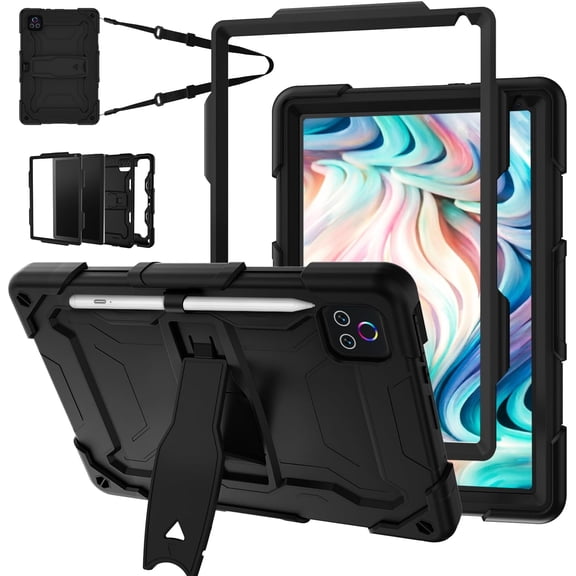 JBuwsdan for Urao X109 Tablet 10.1 Inch Tablet Case,Shockproof Heavy Duty Built-in Kickstand with Shoulder Strap Case for Urao X109 Android 16 Tablets 2026(Black)