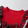 thumbnail image 2 of Baby Girl Clothes Ruffles Plaid Long Sleeve Dress with Bow Headband Fall Winter Outfit Red 18-24 Months, 2 of 6