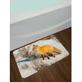 thumbnail image 2 of Fox Bath Mat, Red Fox in Nature Snowy Mountain Cold Winter Scenery Wildlife Carnivore Image, Non-Slip Plush Mat Bathroom Kitchen Laundry Room Decor, 29.5 X 17.5 Inches, Marigold Brown White, Ambesonne, 2 of 2