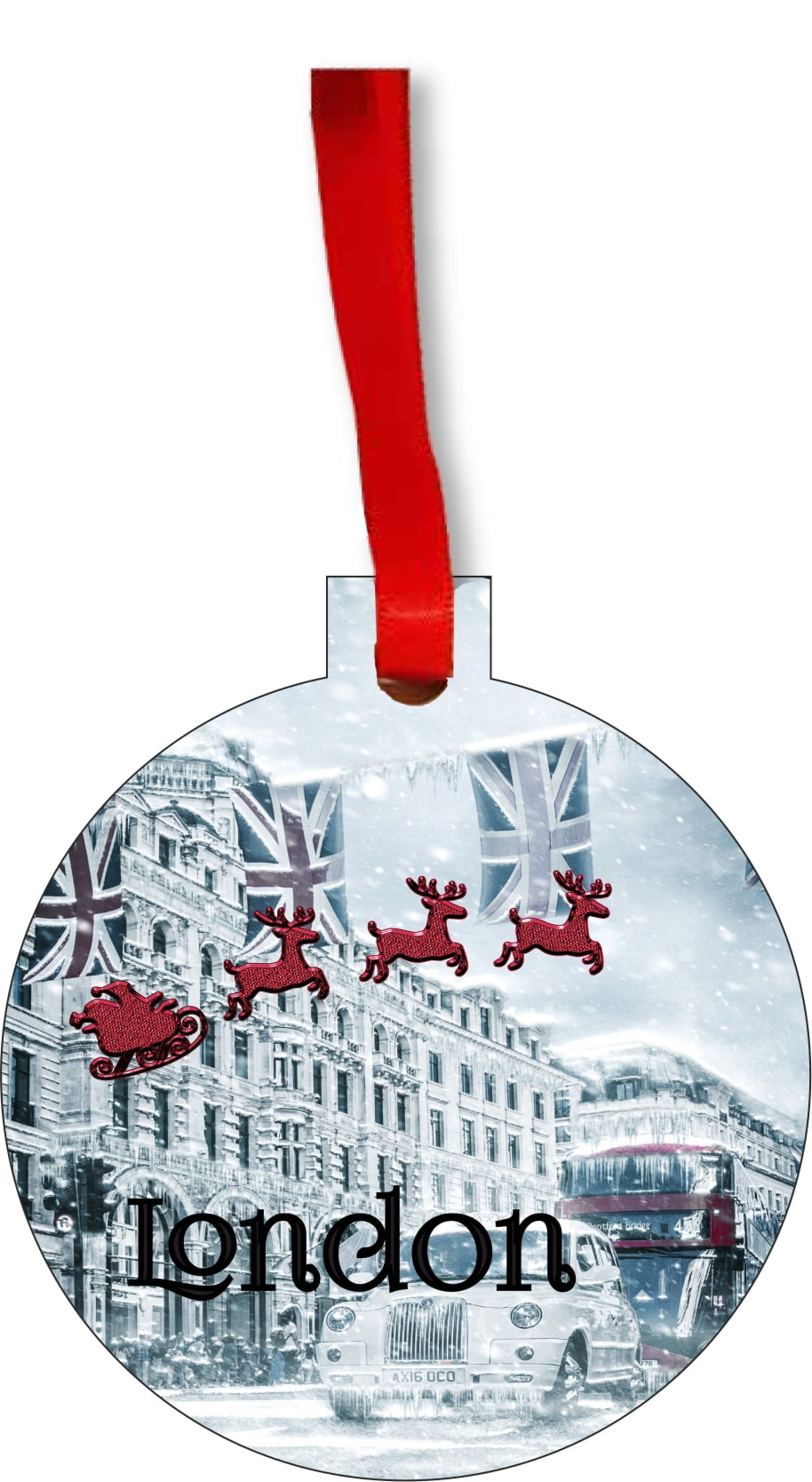 London Christmas Ornament London Holiday Ornament Christmas DÃ©cor Santa Sleigh England Street