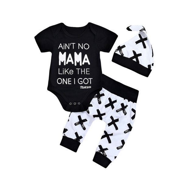 Izhansean Newborn Infant Baby Boy MAMA Short Sleeve Tops Romper Pants