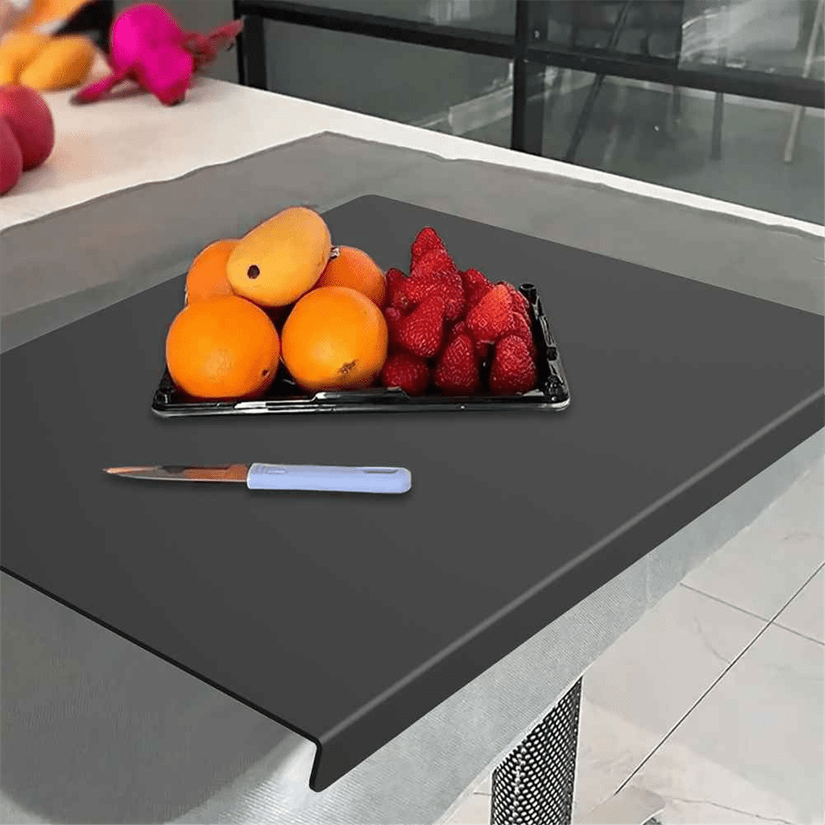 Black Acrylic Cutting Board with Lip, Size 17.7X13.7 Inch, No-Scratches, Kitchen, for Kitchen