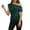 Dark Green, variant on One Shoulder Sequin Sparkly Glitter T-Shirt for Women Ruched Asymmetrical Top for Carnival Concert Disco Party Womens Tops Dark Green，L