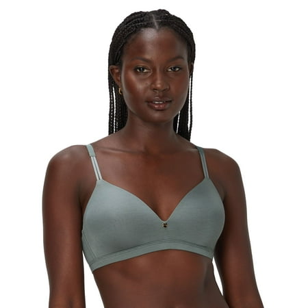Maidenform Everyday Luxe Wireless T-Shirt Bra with Convertible Straps DM2402 Color: Pewter Green Size: 40 C