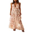 thumbnail image 1 of Robe Sans Manches à Volants Col en V Profond pour Femmes avec Imprimé Floral, 1 of 9