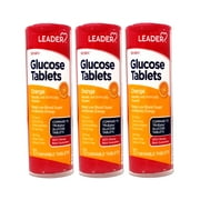 3 Pack - LEADER Glucose Tablets, Energy and Blood Sugar Support, Orange Flavor, 10 Count Travel Size