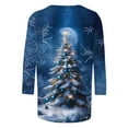 thumbnail image 3 of Womens Christmas Shirts Plus Size 3/4 Length Sleeve TShirts Cute Christmas Tree Graphic Printed Blouses Crewneck Tunic Tops Loose Pullover Top, 3 of 5