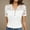 White, variant on LADIGASU Women'sSolid Color Pullover Short Sleeved Button Round Neck