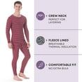 thumbnail image 2 of Rocky Men’s Thermal Underwear Set Insulated Top & Bottom Base Layer For Cold Weather, Burgundy Striped Small, 2 of 8