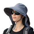 thumbnail image 1 of Wide Brim Shawl Design Adjustable Windproof Rope Fisherman Hat Women Lightweight Ponytail Hole Visor Hat, 1 of 10