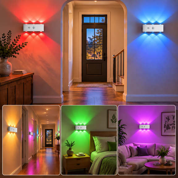 Motion Sensor Wall Lights, Rechargeable Peel and Stick On Sconces set of 2, Wireless No Drill Wall Lamp, 3CCT Dimmable Magnetic Mount for Hallway Closet Stair Bedroom(2packs)