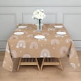 thumbnail image 3 of Brown Boho Bohemia Rainbow Hearts Pattern Square Tablecloth,Waterproof Square Table Cover,Wipeable Spillproof Washable Table Cover for Home Kitchen Party Decor 52"x52"(132x132cm), 3 of 6
