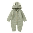 thumbnail image 1 of adviicd Shawl for Girls Boys Girls Solid Warm Knitted Sweater Baby Hooded Jumpsuit Romper Boys Cardigan, 1 of 5