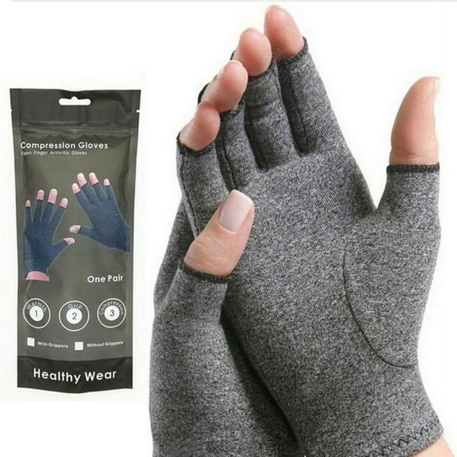 CNKOO Gants d'Arthrite avec Poignées - Hommes et Femmes Texturés Compression Sans Doigts - Gants de Main Doigts Ouverts pour la Polyarthrite Rhumatoïde et l'Arthrose - Soulagement de la Douleur Articulaire Arthritique pour Ordinateur Typi