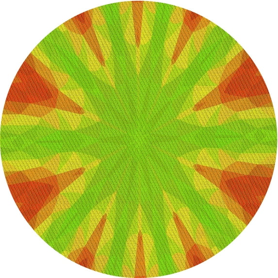 Ahgly Company Indoor Round Patterned Aloe Vera Green Area Rugs, 6' Round