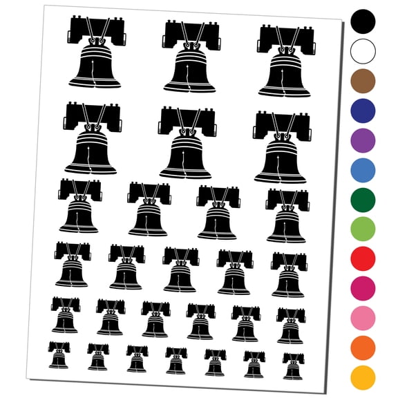 Liberty Bell Philadelphia Landmark United States of America Water Resistant Temporary Tattoo Set Fake Body Art Collection - Orange