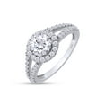 thumbnail image 3 of AFFY 1.50CT 6.5MM Round Moissanite Diamond Halo Split Shank Ring for Women 14K White Gold over silver-10, 3 of 5