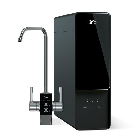 Brio Aquus Reverse Osmosis Tank Less Water Filtration System with Smart Faucet, 600 Gallons Per Day, 1.5:1 Pure to Drain