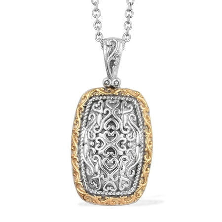 - 14K Yellow Gold and Platinum Over 925 Sterling Silver Fashion Chain Pendant Necklace 20