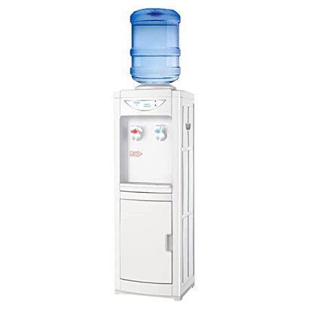 Top Loading Water Dispenser 5 Gallon, Vertical Electric Hot and Cold Water Cooler Dispenser with Storage Cabinet, Child Safety Lock, Dustproof Detachable for Home Office