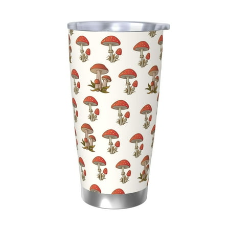 

Cauagu Red Mushrooms Pattern 20oz Tumbler Stainless Steel Vacuum Insulated Tumbler with Lid Insulated Coffee Mug Thermal Cup with Splash Proof Sliding Lid-Without Straw