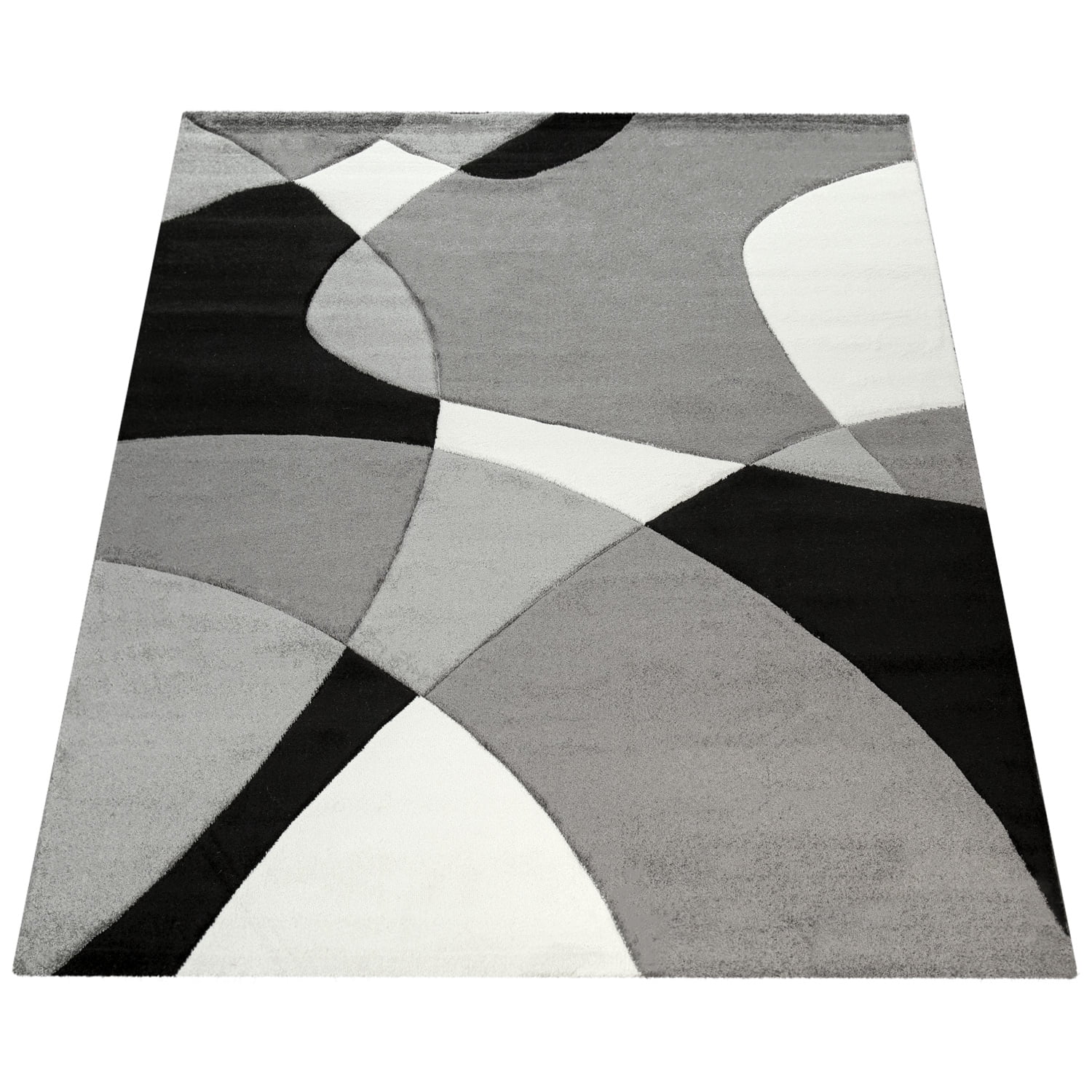 Paco Home Modern Living Room Rug with Artful Geometric Pattern in Grey Black White