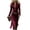 Wine, variant on Kukoosong Women's Long Sleeve Bodycon Midi Dress Western Style with Lapel Collar Fringe Hem and Zipper Closure for Casual Party Festival Dresses
