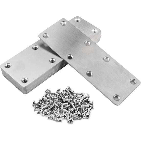 10 Pieces 5½x2" 200 Stainless Steel Flat Patching Plate 8 Hole Straight Steel Bracket with Screws (1.9mm Thick)