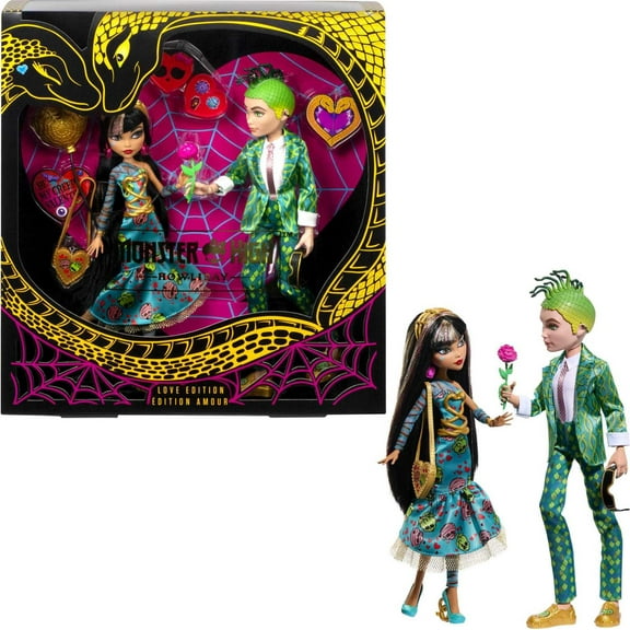 Monster High Cleo De Nile and Deuce Gorgon Collectible Dolls, Howliday Love Edition 2-Pack