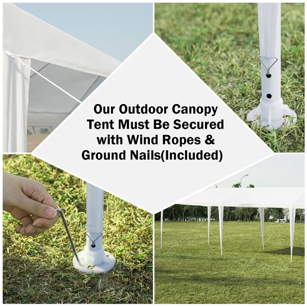 Aimee Lii 10 x 30 Feet Outdoor Canopy Tent with 6 Removable Sidewalls and 2 Doorways for Party Wedding BBQ Events, White