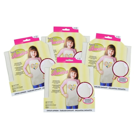 Set of 4 Back to Basics Apron Child Size Canvas Decorate Embellish Personalize