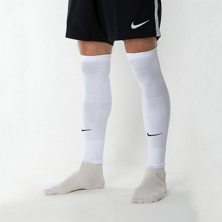 Nike Squad Soccer Leg Sleeve White Black Swoosh Logo (1 Pair) SK0033 100 Sz  L/XL