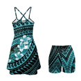 thumbnail image 3 of KEIAHUAN Plumeria Flower Women Golf Dresses with Built in Shorts Casual Polynesian Tennis Dress 2 Piece Set Stretchy Spaghetti Strap Athletic Workout Dresses with Pocket Small, 3 of 7