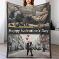 thumbnail image 3 of Custom Blanket with Photo Text Personalized Throw Blanket Customized Blanket for Her for Him Flannel Blankets Father's Day Mother's Day Birthday Valentines, Navy, 40"x50" Blankets, 3 of 5