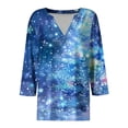 thumbnail image 4 of CLOISE 3/4 Sleeve Tops for Women Plus Size Christmas Snowflake V Neck Pullover Tee Shirts Slim Cute Holiday Travel Clothes M, 4 of 4