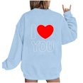 thumbnail image 2 of Jsaierl Sweatshirts à Manches Longues pour Femmes Saint-Valentin Mignons Cœur Graphique Tops Imprimé Lettre Pullovers Surdimensionnés Décontractés Col Rond Ample, 2 of 4