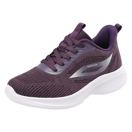 Fauean Womens Sneakers Breathable Mesh Comfortable Flat Bottom Shoes Fashion Sneakers Purple Size 39