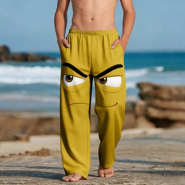 Pantalones largos para niños y niñas, de moda, estampados, casuales, de playa, con bolsillos.