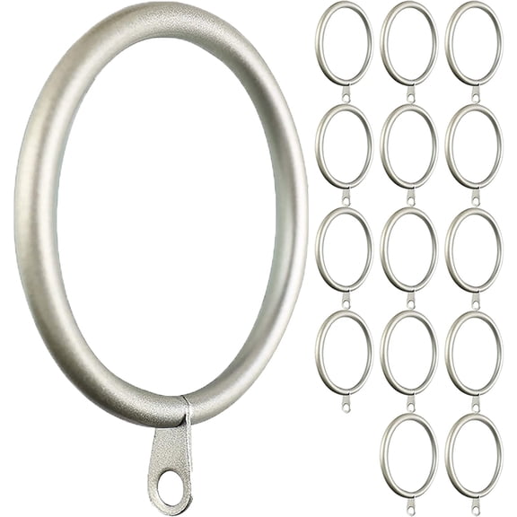 MERIVILLE Curtain Rings with Eyelets, Set of 14, 1.5" Inner Diameter, Fits Up to 1 1/4" Rod, Pewter