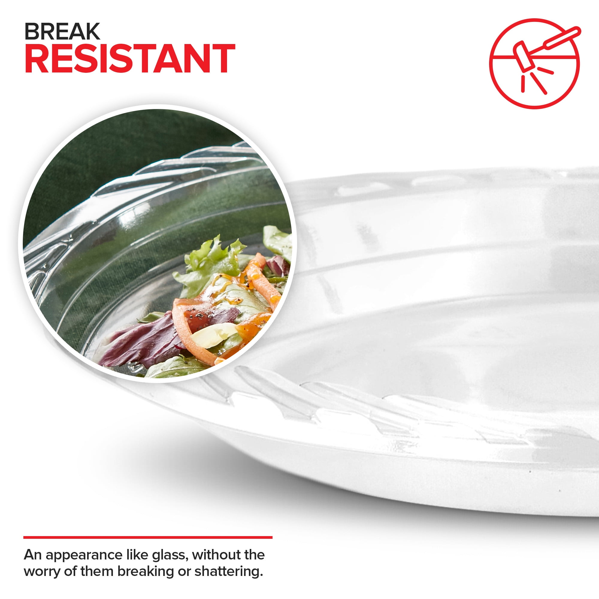 Stock Your Home 240-Count, 7 Inch Clear Plastic Plates, Flexible, Disposable Heavy Duty Party Dinner Plate, for Wedding Reception, Holiday Parties, Cake, Dessert, Appetizers, Salad, Medium Size