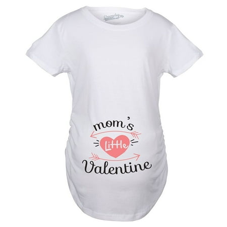 

Maternity Moms Little Valentines Day Cute Announcement Baby Pregnancy T Shirt (White) - 3XL