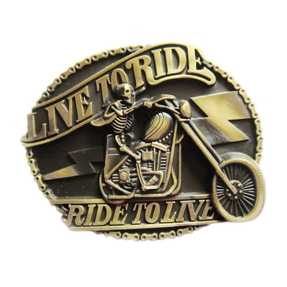 Vintage Bronze Plated Emo Skull Motorcycle Biker Rider Belt Buckle