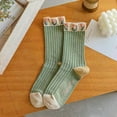 thumbnail image 2 of Bibifish Womens Socks Casual Vintage Floral Socks With Tulip Print Cute Ruffle Slouch Socks Above Ankle Socks For Ladies And Girls, 2 of 3