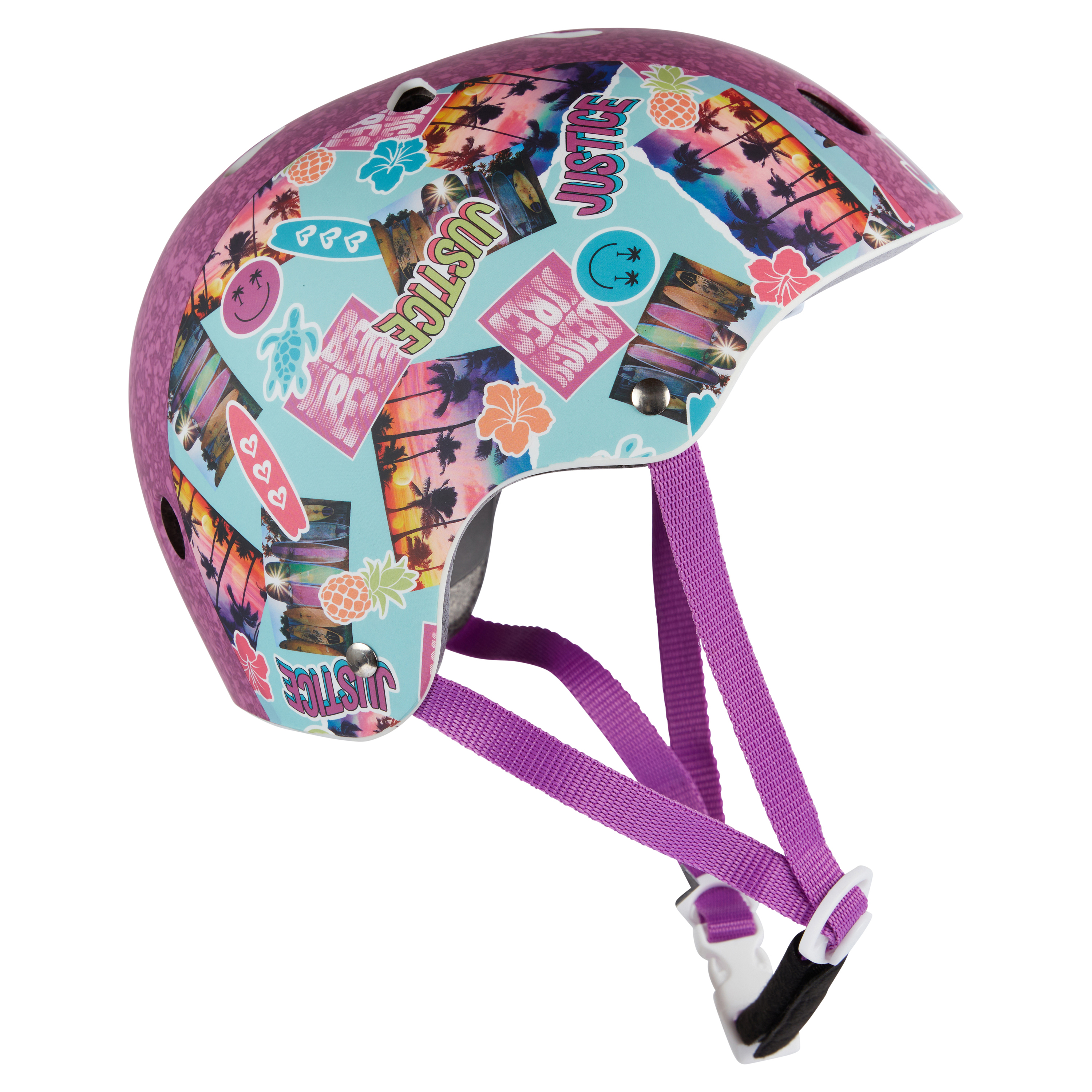 Justice Boardwalk Brights Sticker Helmet with Chunky Glitter Design
